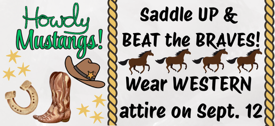 Saddle UP and BEAT the BRAVES! Sept. 12